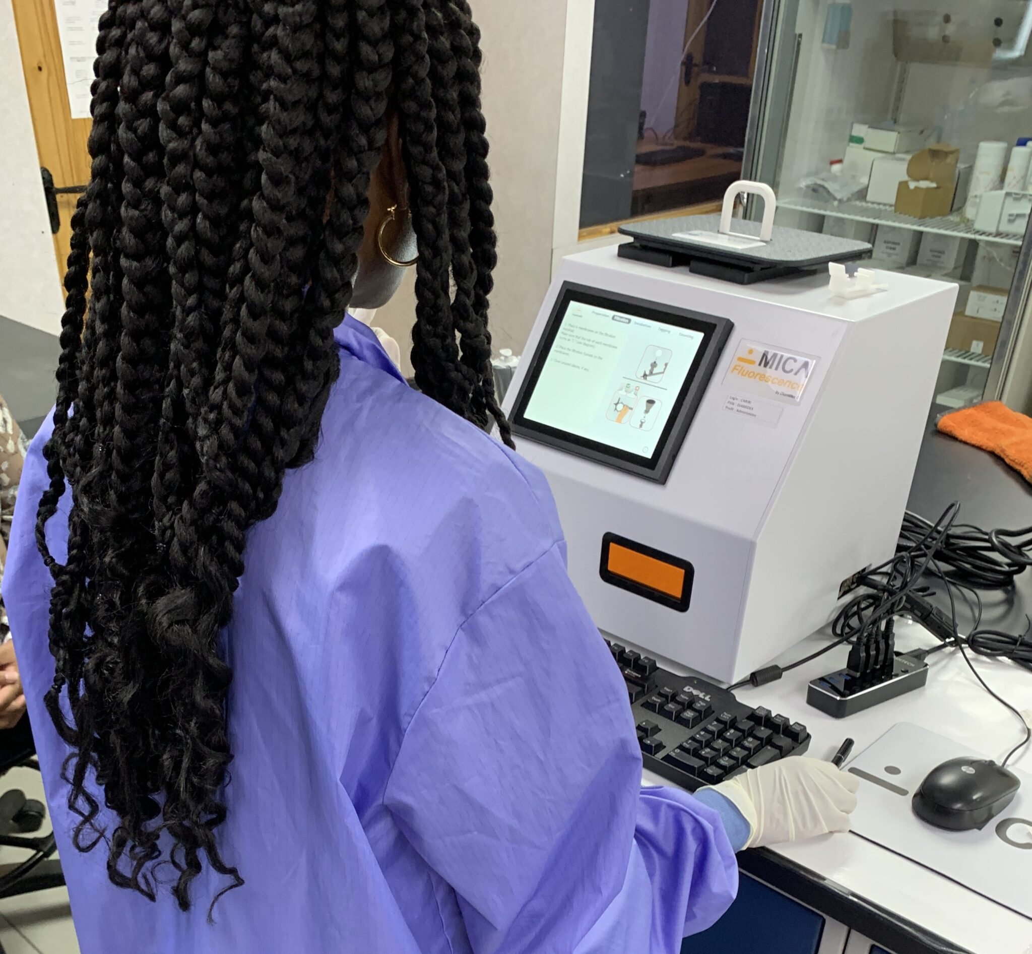 A team of scientists at CARIRI lab working with the MICA Legionella system by Diamidex.
